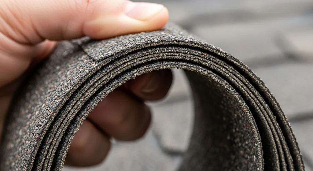 Impact Resistant Shingles — UL 2218 Class 4 Guide 2 Close-up of flexible SBS modified asphalt shingle