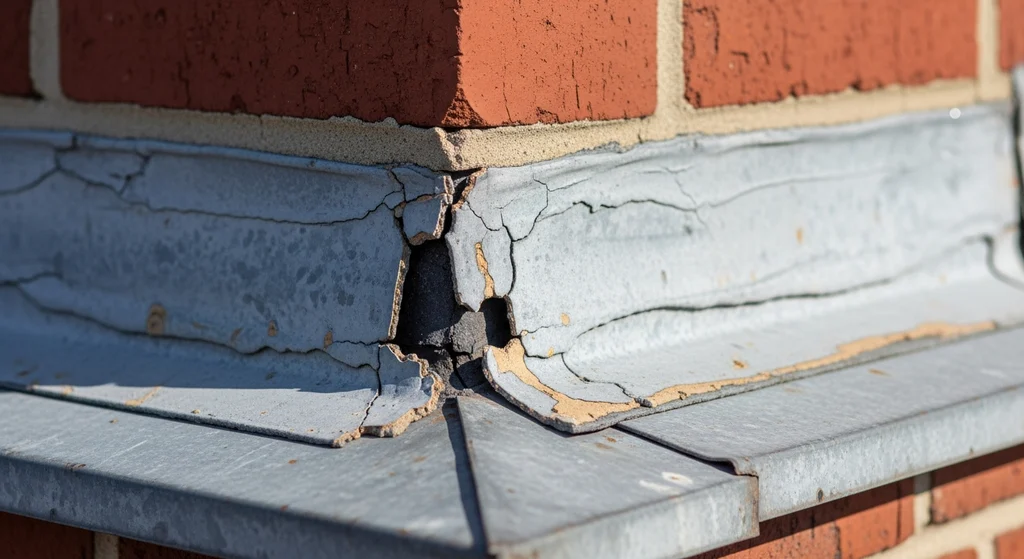 Failing sealant on poorly installed roof flashing