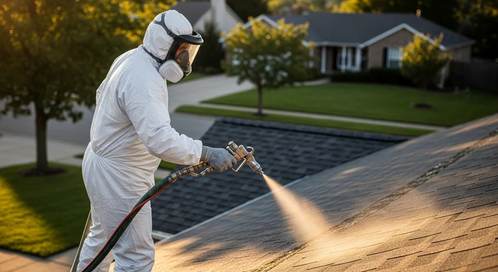 Certified installer applying spray foam