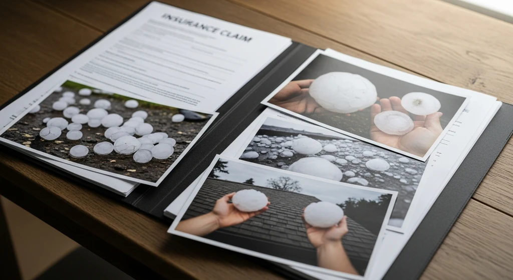 Insurance claim documents for hail damage