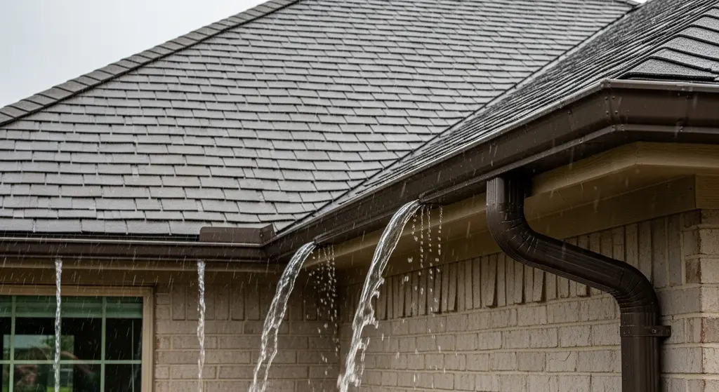 Seamless Half Round Gutters — Homeowner Guide 3 Half round gutters performing in heavy rain