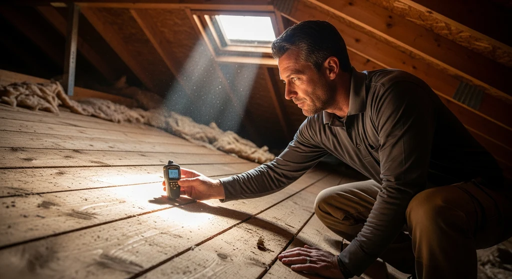 Roof inspection using moisture meter