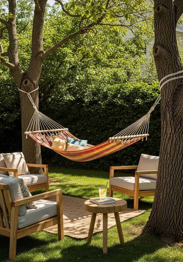 Hammock haven suspended between two trees